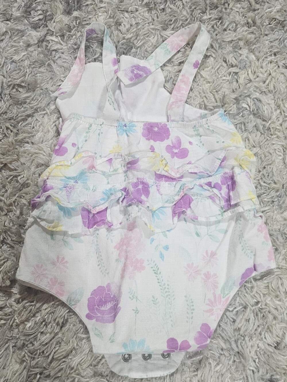 2/20$ Baby Girls Floral Ruffle Romper - Purple & Pastel